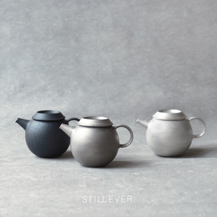 「服部竜也」茶壶/急须 黑釉银彩泡茶壶 日本作家器 STILLEVER。