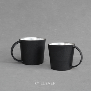 「服部龙也」咖啡杯 黑釉银彩 中号/大号 日本作家器 STILLEVER。