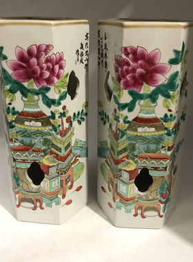 古玩民国光绪手绘花瓶装饰摆件