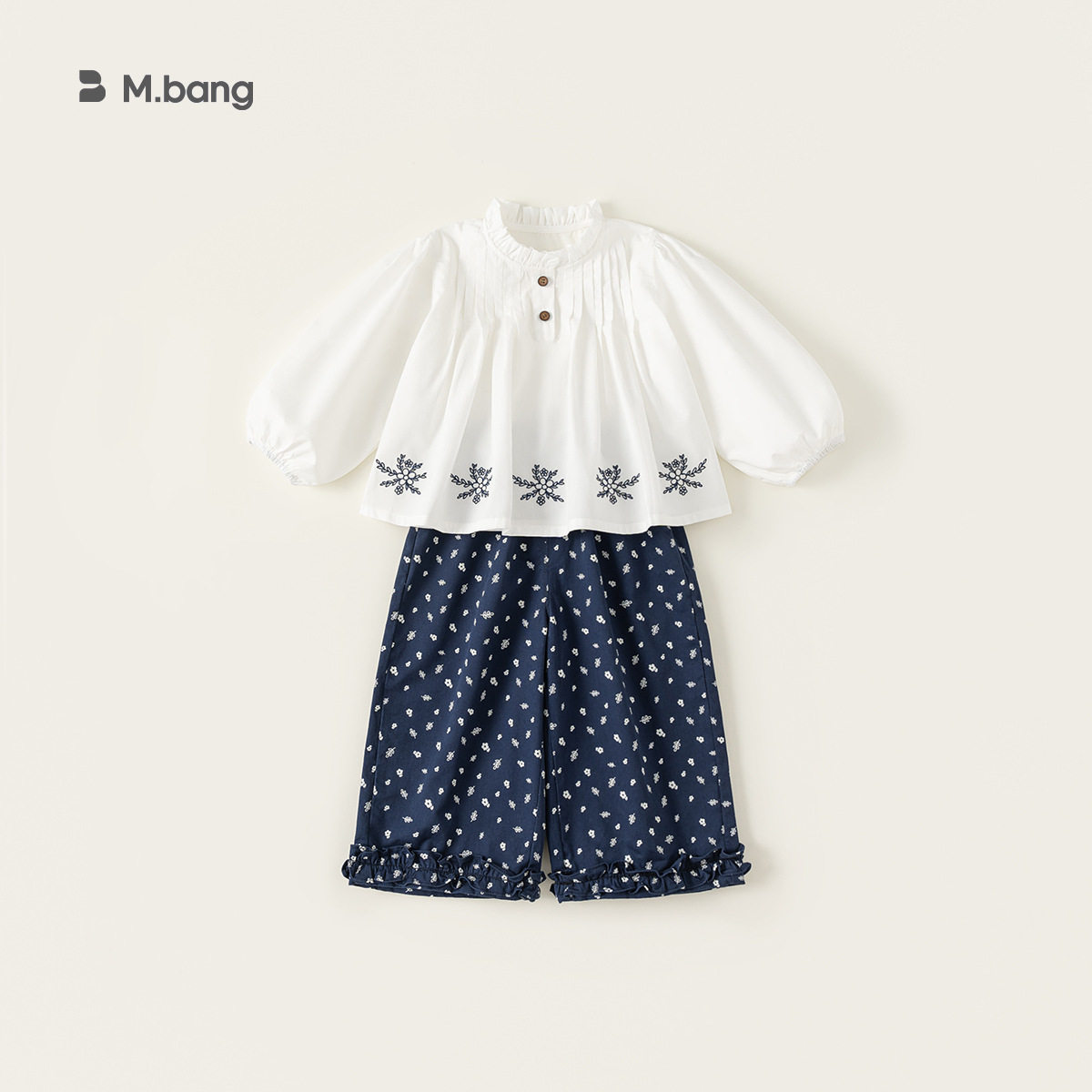 童装衣服春款娃娃衫花边儿童上衣碎花裤子两件套女童80-140CM
