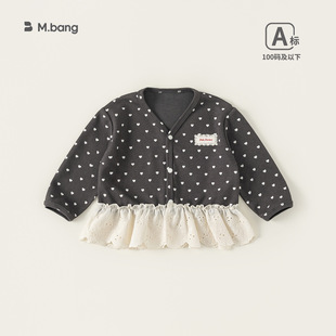 73-100CM童装春季儿童上衣爱心波点女宝宝开衫花边衣服女童外套