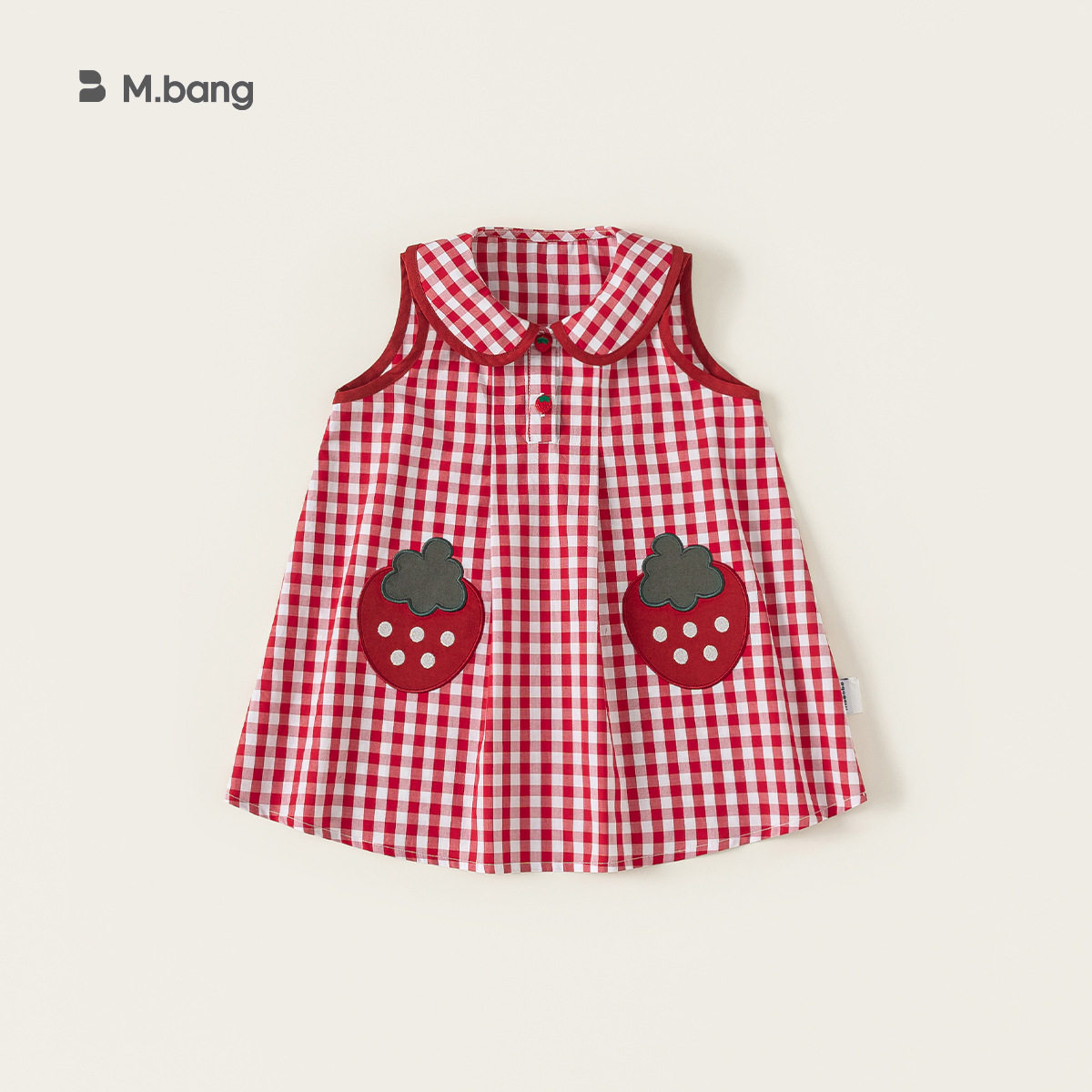 童装夏季无袖裙娃娃领衣服甜美格子裙女童连衣裙儿童裙子80-140