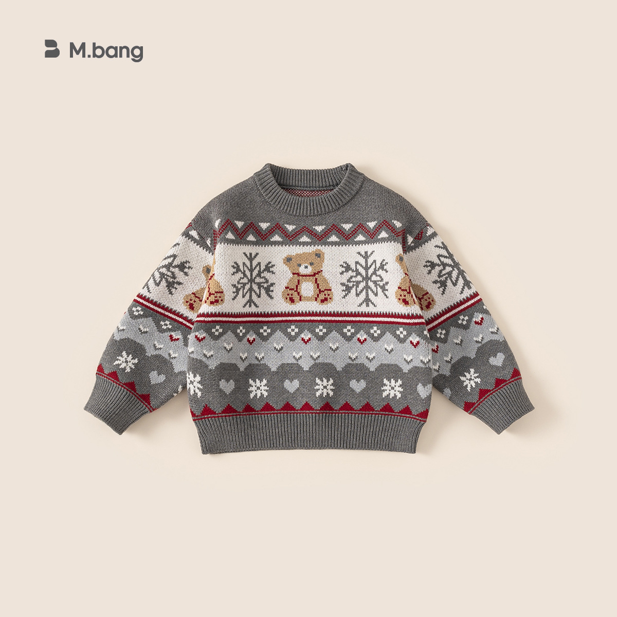 冬季圣诞男童费尔岛加厚套头毛衣