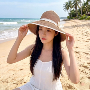 草编空顶帽女防晒遮阳百搭度假沙滩超大檐显脸小减龄