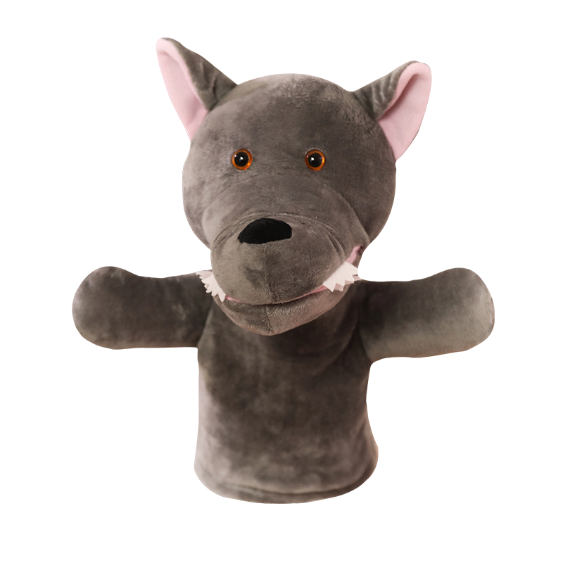 卡通大灰狼手偶表演布偶手指玩偶毛绒娃娃手部嘴能动儿童腹语手套