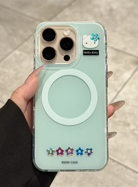适用苹果16promax手机壳新款iphone16pro绿色hellokitty磁吸16高级感15全包防摔pm磁吸14pro网红ip小众13女款