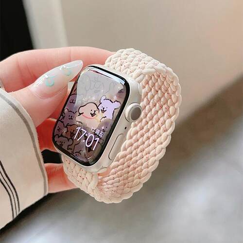 适用iwatch11手表带新款苹果手表S10/9/8/7代ultra表带单圈编织尼龙applewatch9夏天透气se高级42mm46/49运动