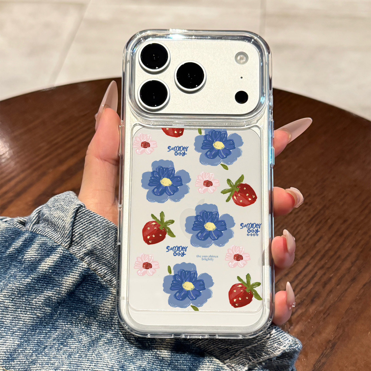 适用于苹果手机壳油画草莓花朵