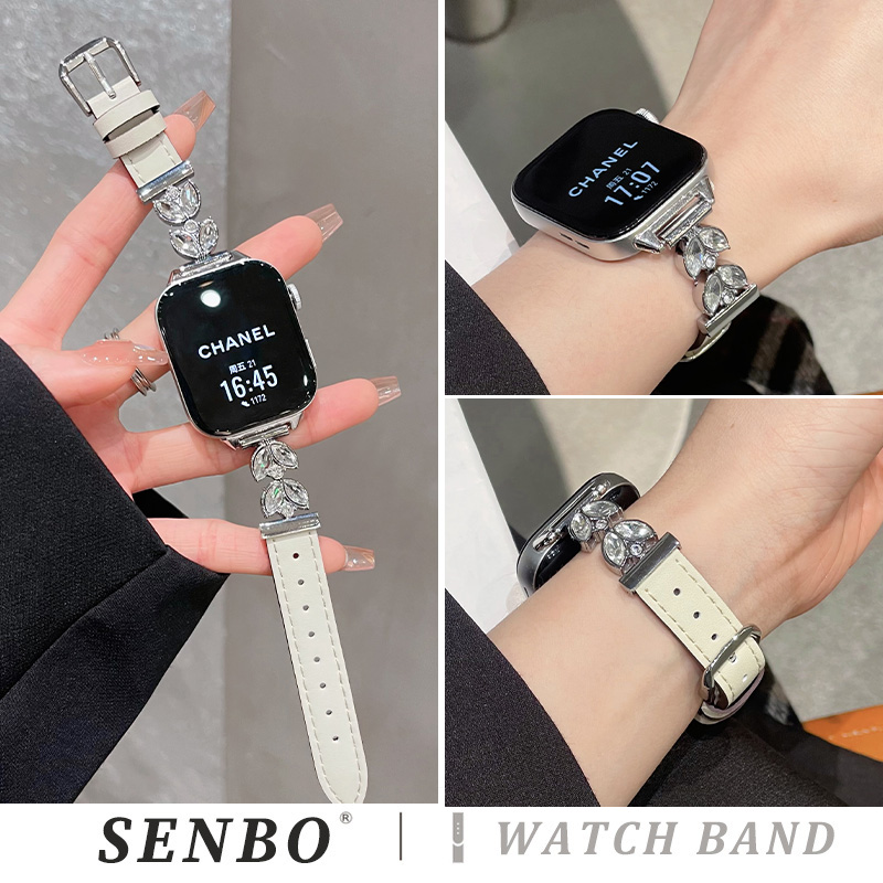 适用华为watch fit4手表带新款鱼尾双钻拼平纹皮表带fit二三代真皮皮质fit2运动腕带fit1夏季时尚男女款高级