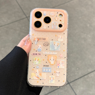 适用苹果17promax手机壳新款 ins风 可爱闪粉波点猫咪iphone17高级感17pro创意超薄16硅胶15全包防摔pm小众女款