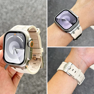适用applewatch ultra3表带新款iWatch10手表带S9液态硅胶s8苹果手表表带apple watch男高级氟橡胶夏季运动SE