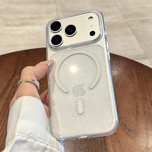 适用苹果17promax手机壳闪粉磁吸iPhone17新款17pro透明16高级感15镜头全包14pro防摔13的超薄air好看pm简约