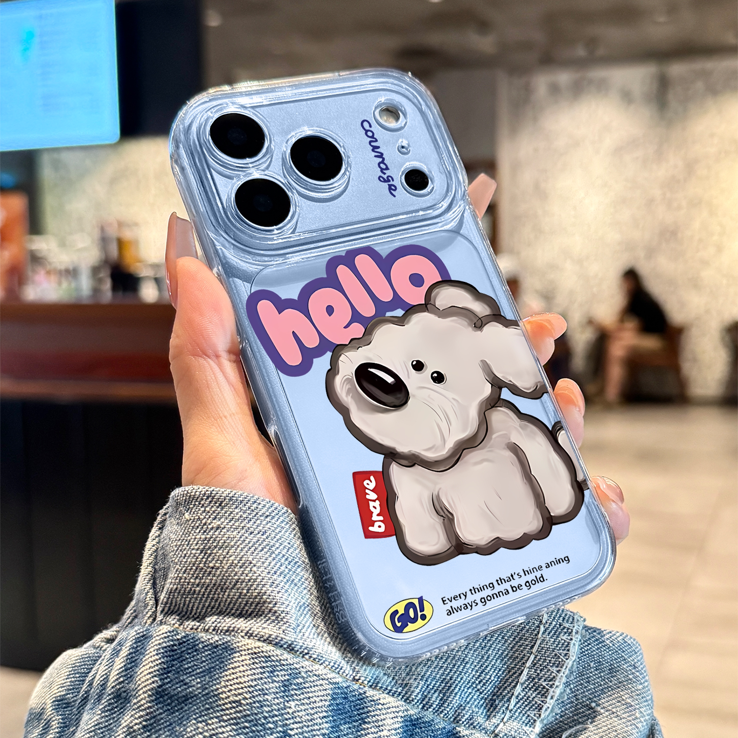 适用苹果18promax手机壳高级感iPhone18pro好看17高级感17pro油画歪头小狗16全包防摔15硅胶14蓝色13保护套女