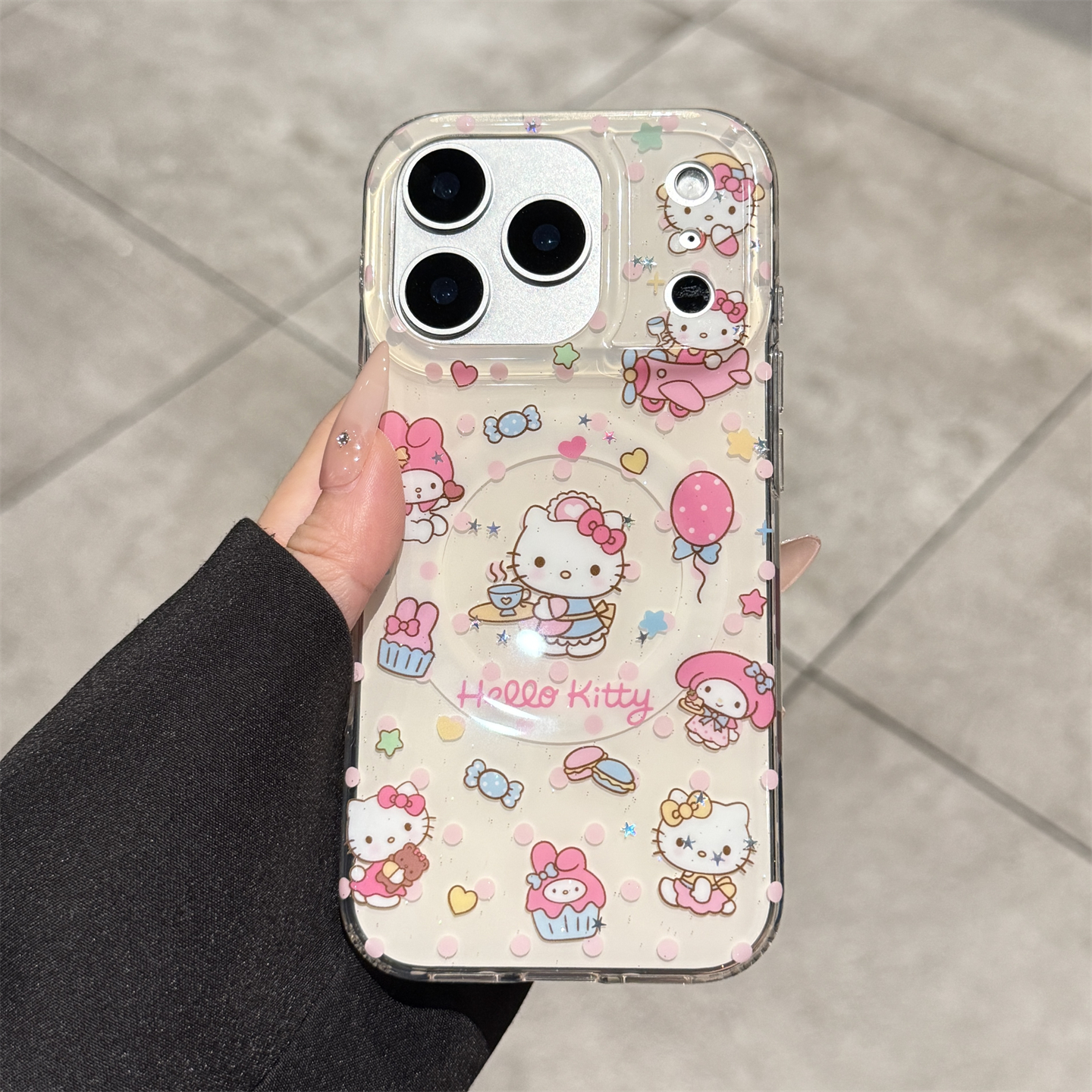 适用苹果17promax可爱波点kt猫