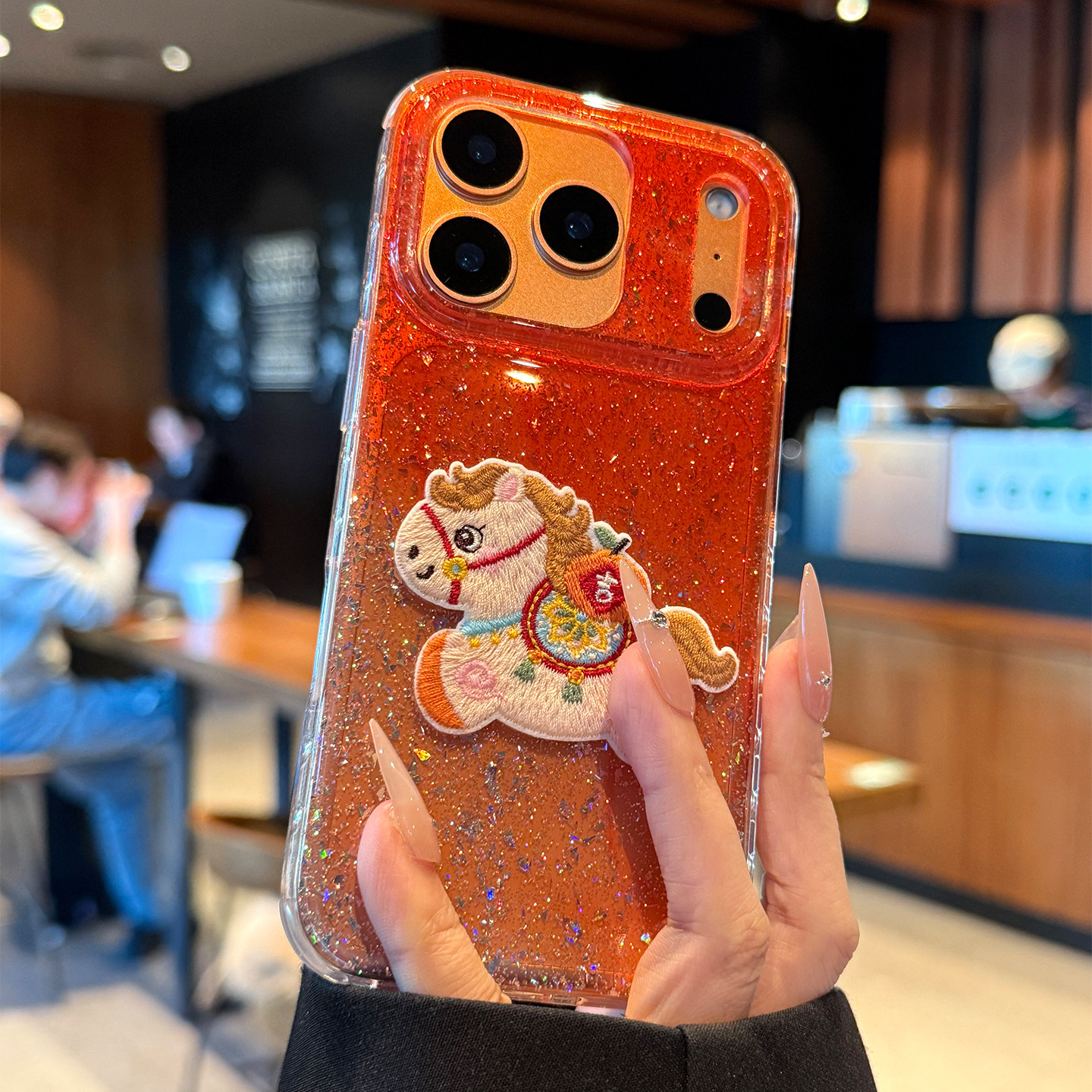 适用苹果17promax手机壳新款iphone17橙色闪粉新年小马17pro高级感16网红爆款pm全包防摔15硅胶14小众女可爱,3C数码配件,手机保护套/壳,淘宝优惠券,粉丝福利购,淘宝优惠卷