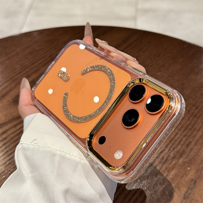 适用苹果17promax磁吸闪粉手机壳