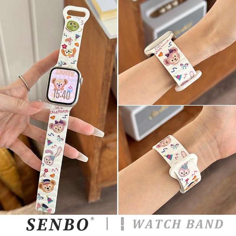 适用苹果s11/10手表带iwatch9新款回环硅胶磁吸表带s8可爱卡通applewatch7/6/5秋季透气se代女款玲娜贝儿腕带