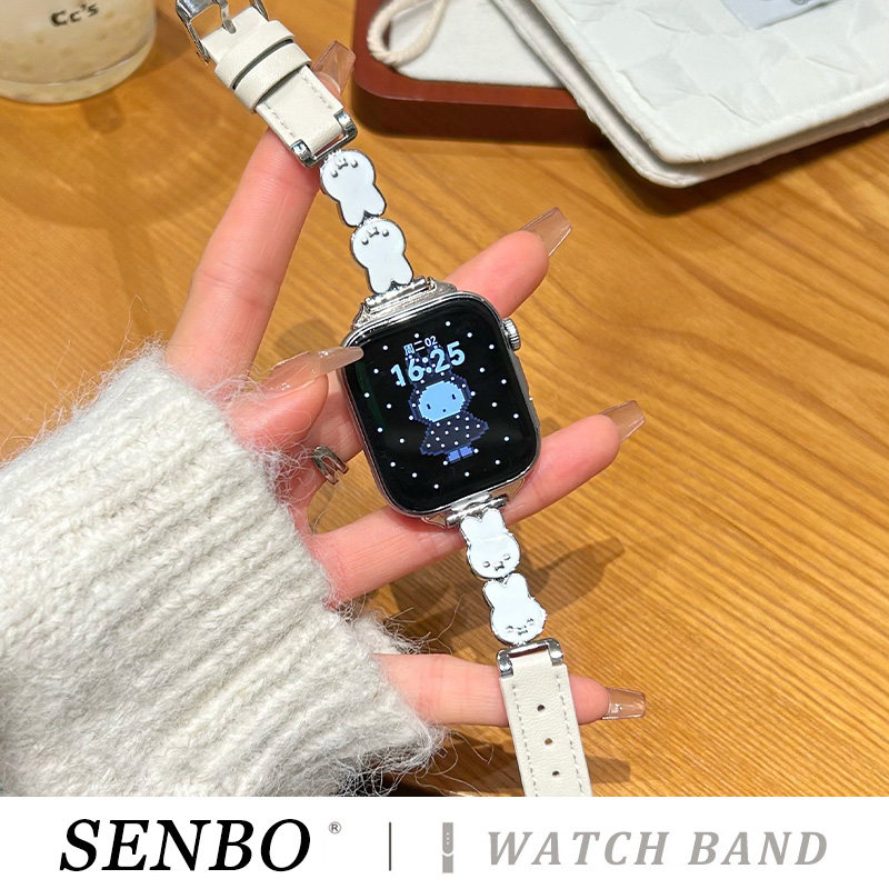 适用于华为fit4pro手表带新款watch fit4米菲兔拼皮质表带fit四三代真皮皮质fit3秋冬女款fit2可爱高级感腕带