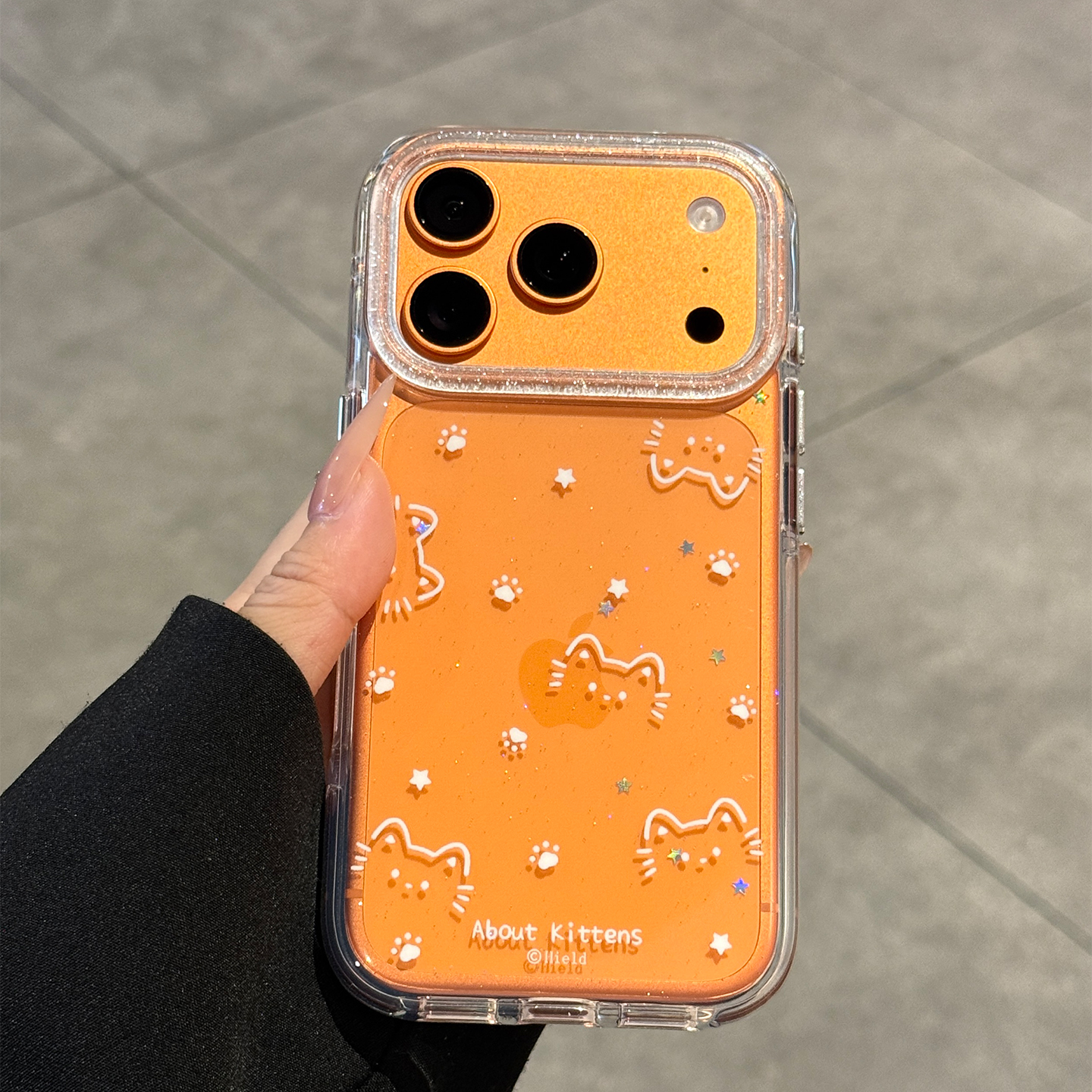 适用苹果17promax可爱闪粉猫咪