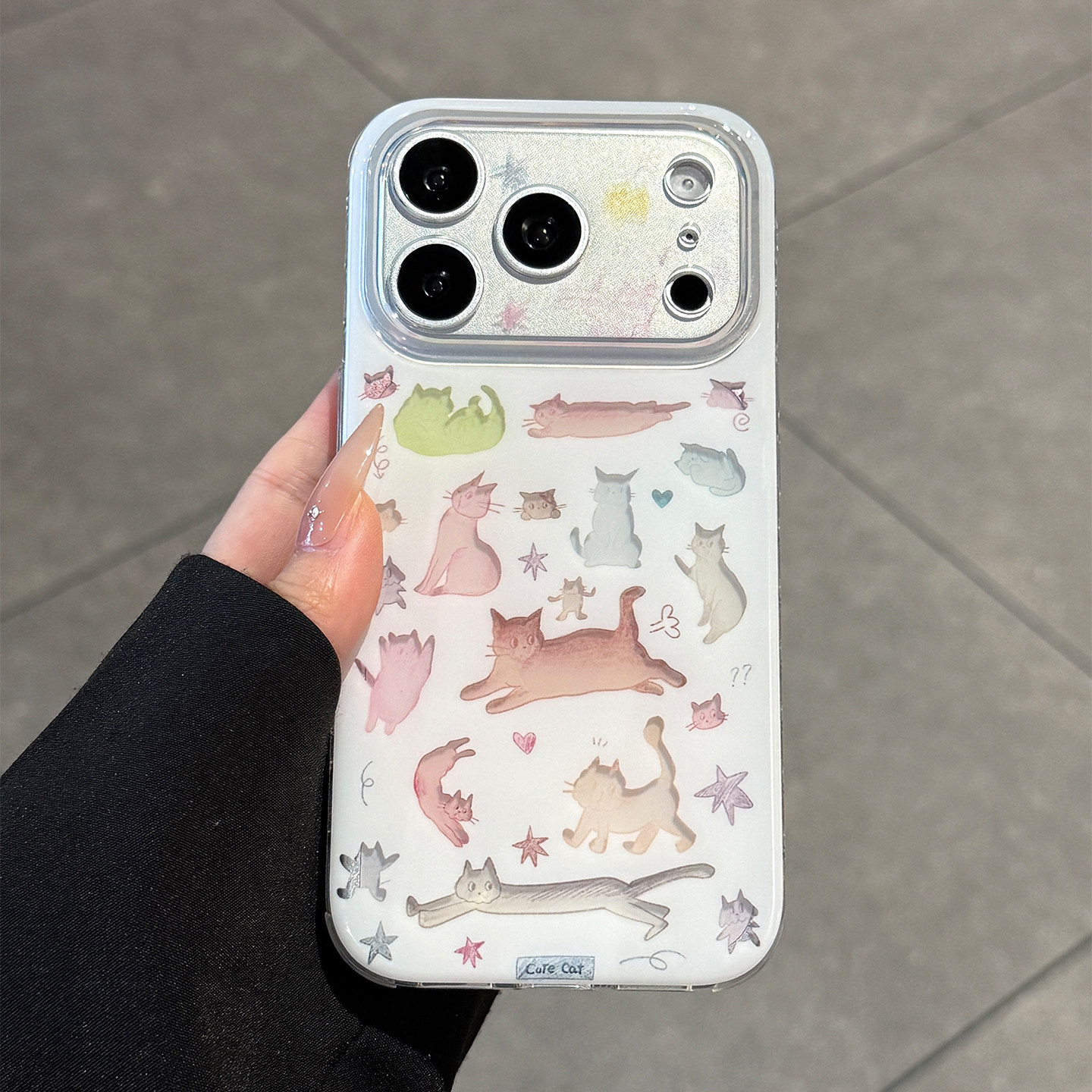 适用苹果17promax手机壳新款彩色猫咪iPhone17高级感17pro超薄硅胶16好看保护套15全包防摔pm女款网红艺术ins