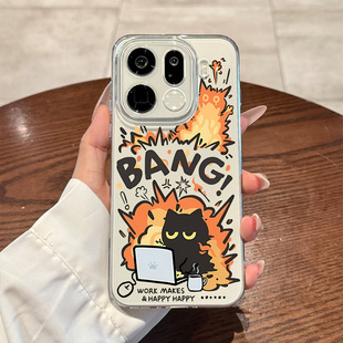 可爱上班爆炸黑猫x8pro外壳透明硅胶男女款 适用于oppofindx9pro手机壳新款 findx9全包防摔保护套findx8个性