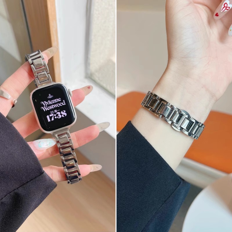 适用iwatchs9手表带新款applewat10苹果智能手表s7/6/5代手表带8男女款夏天金属不锈钢41/40/45mm高级感时尚