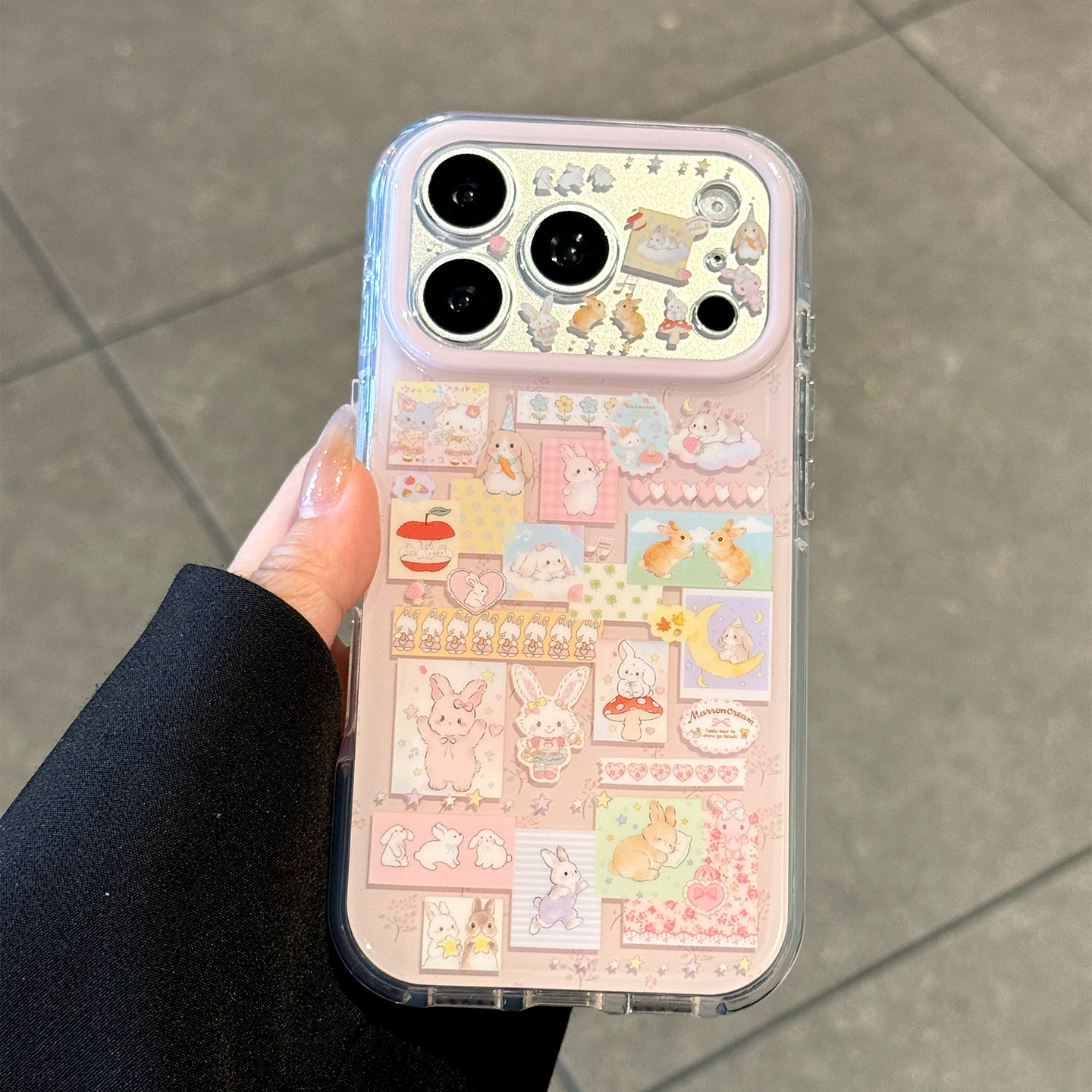 适用苹果17promax手机壳新款粉色可爱兔兔iphone17高