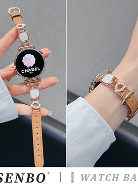 适用华为gt6/5手表带女款gt4金属鎏金表带新款watch5pro真皮皮质watch5/4夏季小香风gt3时尚gt2男士运动腕带