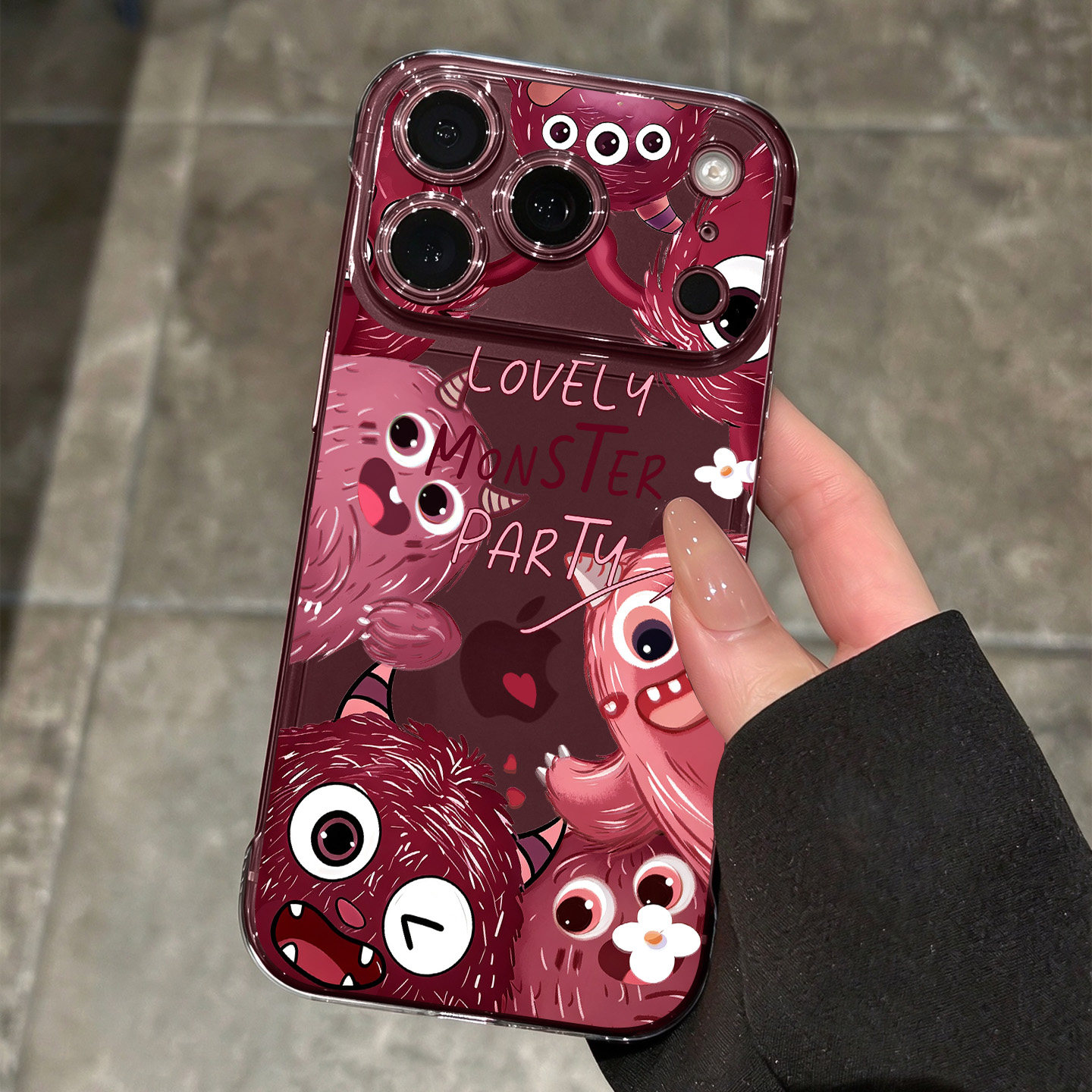 适用苹果18promax手机壳新款iPhone18pro透明超薄17pm酒红色卡通小怪兽17全包防摔女款18高级感air卡通超好看