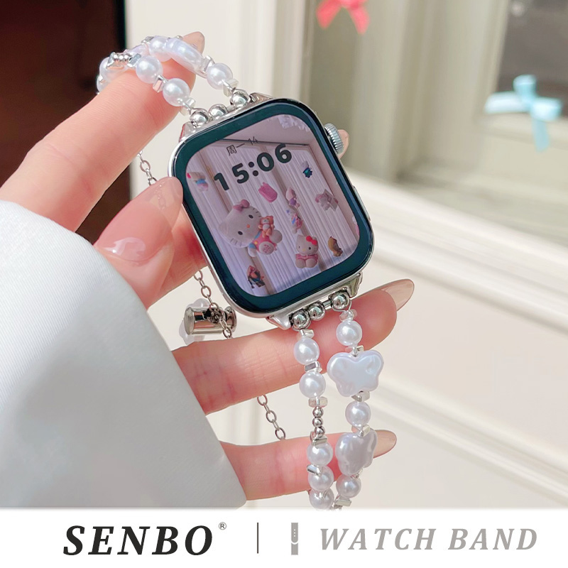 适用华为fit3手表表带watch fit4彩钻珍珠抽拉链条表带fit二三代金属腕带轻奢小香风fit1时尚女款高级感夏季