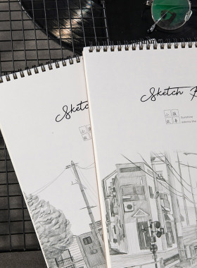 得力73627 73628 73633素描本A4/B5/8K多规格图画本写生本 线圈本