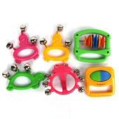 儿童铃铛6 彩色塑料安抚玩具 12个月 青蛙手摇铃 婴幼儿卡通摇铃