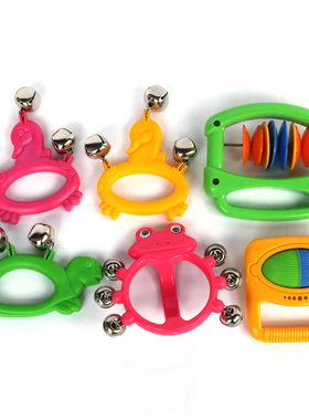 婴幼儿卡通摇铃 青蛙手摇铃 彩色塑料安抚玩具 儿童铃铛6-12个月