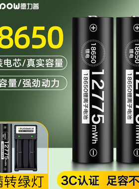 德力普18650锂电池3.7v/4.2v强光手电大容量充电电池小风扇可充电