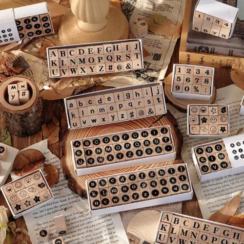 创意数字字母手账印章送印泥一个