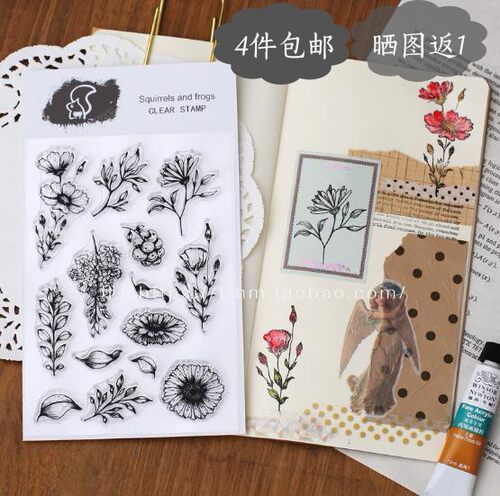 新品促销植物花卉树叶拼图贴手帐