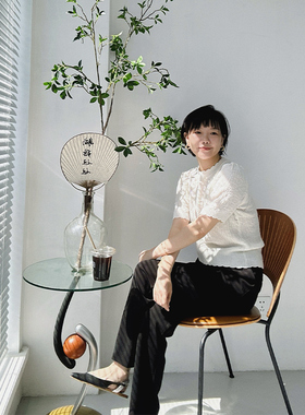 糖皮出品 一路繁花 高端二醋酸 夏季轻薄显瘦亲肤 黑色通勤拖地裤