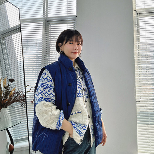 糖皮出品 韶光煦色 特别褶皱肌理 冬季厚实保暖 宽松羽绒背心马甲