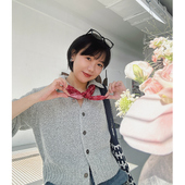外搭针织小开衫 糖皮出品 小翻领 秋季 时间行人 挑染花灰色调