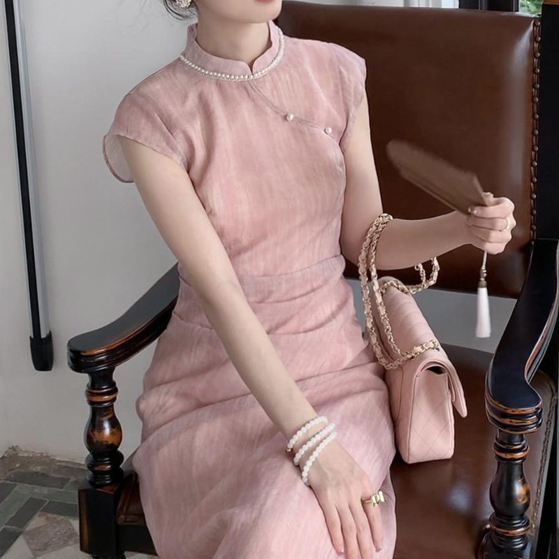 2024春夏新中式设计感复古日常出游气质女装连衣裙复古旗袍裙子潮图片