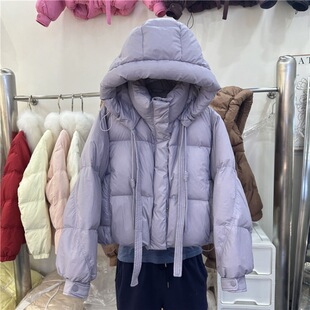 冬季时尚女短款2023新款韩版设计感棉服加厚连帽宽松面包服潮