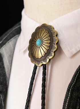 合金皮绳男女复古精工领带项链长