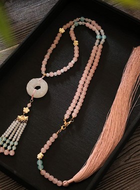 树脂琉璃圆珠女中式复古璎珞项链