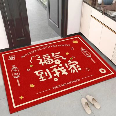 门垫入户地垫红色喜庆玄关垫子