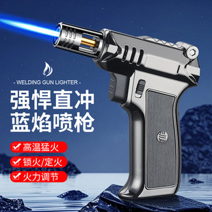 贴皮蓝焰直冲打火机BBQ烧烤艾灸雪茄点炭五金焊接喷枪点火器