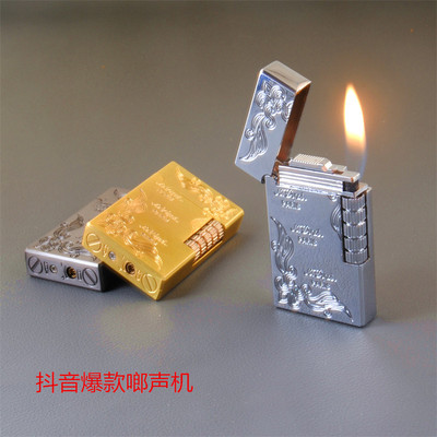 抖音对角花啷声打火机朗声金属砂轮明火侧打MF862火机