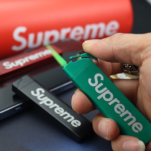 抖音同款 创意金属防风点烟器超薄 潮牌充气绿色火焰打火机SUP个性