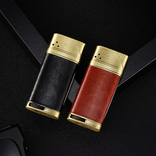 TX705侧压点火金属贴皮防风打火机个性创意直冲充气打火机