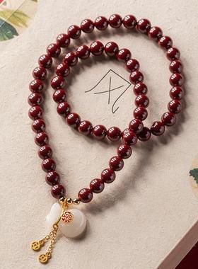 紫金砂高含量朱砂多圈手串沙金和田玉福袋手链手串可