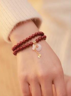 原矿高含量紫金砂朱砂多圈手串纯银和田玉福袋手链女款礼物